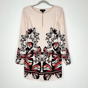 Marciano Peach Butterfly Dress Long Sleeve Key Hole Women’s Size Small